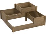 Fortuna Lai Aiuola Rialzata Con 3 Livelli, Vaso Per Erbe Aromatiche, Legno Di Abete, Marrone, 122X122X51 Cm Per Terrazze E Balconi