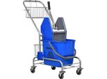 Fortuna Lai Carrello Per La Pulizia Carrello Domestico Pressa Professionale Per Cottura Secchio Da 26 L + Cestello Portaoggetti Blu 73L X 45B X 95H Cm