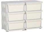 Fortuna Lai Contenitore In Plastica, 6 Cassetti, Organizer Per Giocattoli, Piccola Cassettiera Per Bambini, Bianco Crema
