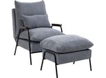 Fortuna Lai Poltrona Relax Pouf Poltrona Tv Funzione Reclinabile Schienale Regolabile Poltrona Ottomana Cuscini Sedia Imbottita Grigio