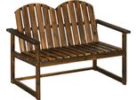 Panchina Da Giardino Fortuna Lai A 2 Posti Panchina In Legno Con Schienale E Braccioli, Portata Massima 240 Kg, Per Giardino E Balcone, Carbonizzata
