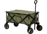 Carrello Da Spiaggia Fortuna Lai, Carrello Da Trasporto Pieghevole, 4 Ruote, Telo Rimovibile, Maniglia Regolabile In Altezza, Vassoio Inclinabile, Pieghevole E 5 Tasche Portaoggetti, 108 X 55 X 93 Cm, Verde