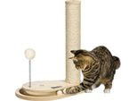 Tiragraffi Fortuna Lai Per Gattini Con Giocattoli, Pista Per Biglie, Biglia Con Molla, 35 Cm X 23 Cm X 40 Cm, Naturale
