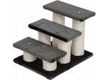 Fortuna Lai Scaletta Per Gatti E Cani Scaletta Per Cani A 3 Gradini Scaletta Per Gatti Peluche Grigio Scuro 45X35X34Cm Per Salire E Scendere Facilmente
