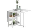 Fortuna Lai Tavolo Da Pranzo Pieghevole Tavolo Da Cucina Per 2-4 Persone Con 2 Ripiani Aperti, Tavolo Da Pranzo Mobile Tavolo Pieghevole Per Spazi Ridotti, Sala Da Pranzo, Cucina 133,4 X 80 X 75 Cm Bianco