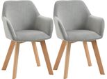 Fortuna Lai Set Di 2 Sedie Da Pranzo Sedie Da Cucina Con Braccioli E Schienale, Imbottitura Effetto Velluto, Gambe In Legno, Grigio