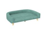 Divano Per Cani Fortuna Lai Comodo Divano Per Animali Domestici Con Cuscino Per Cani Di Grossa Taglia, Design Rialzato Con Gambe In Legno, Verde 98X67X25 Cm