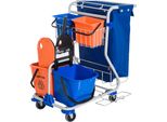 Carrello Per La Pulizia Fortuna Lai Carrello Per La Pulizia 4 Secchi Con Ruote Carrello Con Rotelle Blu Arancione 100 X 70 X 103 Cm |