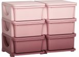 Fortuna Lai Contenitore In Plastica, Contenitore Per Giocattoli, 6 Cassetti, Organizer Per Giocattoli, Cassettiera Per Cameretta, Rosa