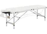 Lettino Da Massaggio Pieghevole Fortuna Lai Regolabile In Altezza Con Cuscino Per Testa Per Saloni E Centri Benessere, Plastica E Alluminio, Bianco, 215 X 60 X 61-84 Cm
