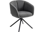 Poltrona Fortuna Lai, Sedia Imbottita Con Comoda Seduta, Girevole, Rivestimento Morbido, Fino A 120 Kg, Grigio Scuro