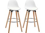 Fortuna Lai Set Di 2 Sgabelli Da Bar Sgabello Da Cucina Sedia Da Bar Con Poggiapiedi Pelle Finta Bianca 38,5 X 42,5 X 91 Cm Per Sala Da Pranzo Cucina