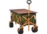 Fortuna Lai Carrello A Mano Carrello Pieghevole Con Maniglia, Carrello Da Spiaggia, Carrello Da Giardino Con Tavolino Ribaltabile, Fino A 120 Kg, Verde