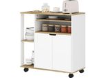 Fortuna Lai Carrello Da Cucina Con Spazio Di Stivaggio, Armadio, Ripiani Regolabili, Per Cucina, Soggiorno, Sala Da Pranzo, Bianco