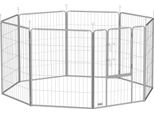 Fortuna Lai Recinto Per Cuccioli 100 Cm Di Altezza, 8 Pezzi Recinto Per Cani Recinto Per Cuccioli Con Cintura E Porta, Recinto All'aperto Per Cani Di Taglia Piccola E Media, Porcellini D'india, Conigli, Acciaio, Argento
