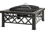Fortuna Lai Braciere 3 In 1 Con Parascintille, Griglia E Secchiello Per Il Ghiaccio Per Barbecue Da Giardino Nero 76X76X47 Cm