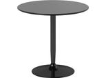Tavolo Da Pranzo Fortuna Lai Per 2 Persone, Piano Rotondo Ø80 Cm, Mdf E Acciaio, Antiscivolo, Nero, 75H Cm