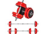 Fortuna Lai Set Manubri 20 Kg 2 In 1 Manubri Regolabili E Bilancieri Rosso Nero Per Fitness Domestico E Allenamento Muscolare 21,5 X 21,5 X 3,8 Cm