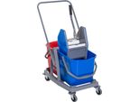 Carrello Per La Pulizia Fortuna Lai Carrello Per La Pulizia Con 2 Secchi E 4 Ruote, Metallo/Pp, Blu/Rosso, 73X45X92 Cm Per Una Pulizia Efficiente