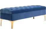 Fortuna Lai Panca Panca Letto Panca Porta Scarpe Velluto Blu 118 X 45 X 42 Cm Con Gambe Rialzate Per Camera Da Letto E Corridoio
