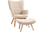 Fortuna Lai Poltrona Con Poggiapiedi Poltrona Relax Poltrona Imbottita Effetto Corda Poltrona Lounge Poltrona Con Braccioli Gambe In Legno Poltrona Tv Beige Per Soggiorno