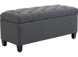 Panca Imbottita Fortuna Lai Con Vano Contenitore 100 X 40 X 44 Cm, Panca Contenitore In Poliestere Simile Al Lino E Legno Di Gomma In Grigio Scuro