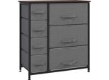 Fortuna Lai Cassettiera Armadio Contenitore Con 7 Cassetti Pieghevoli In Tessuto, Struttura In Metallo Effetto Legno, Grigio, 63,5X30X71 Cm