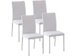 Fortuna Lai Set Di 4 Sedie Da Pranzo, Sedia Da Cucina Con Schienale, Ecopelle, Sedia Da Salotto Con Poggiapiedi, Sedie, Sedia Imbottita Con Gambe In Metallo Per Tavolo Da Pranzo, Bianco