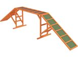 Fortuna Lai Ponte Per Agility Per Cani Attrezzatura Per Agility Per Cani Con Barra Di Sicurezza, Superficie Antiscivolo Attrezzo Per Agility Da Giardino, 325 X 55 X 69 Cm, Arancione