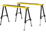Fortuna Lai Set Di 2 Cavalletti Da Lavoro Pieghevoli Antiscivolo In Acciaio Giallo Nero 100 X 49 X 62-90 Cm Con Portata 100 Kg