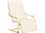 Fortuna Lai Poltrona Relax, Poltrona A Dondolo, Poltrona Relax Con Poggiapiedi Regolabile, Sedia Da Pranzo Con Effetto Tela Per Soggiorno, Legno Di Betulla, Bianco Crema 66,5 X 94 X 100 Cm