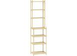 Fortuna Lai Scaffale Da Bagno, Scaffale Da Bagno A 7 Ripiani, Scaffale Da Terra Scaffale Portaoggetti In Bambù Per Soggiorno, Bagno, Natura, 44 X 33 X 180 Cm