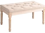 Panca Imbottita Fortuna Lai Panca Vintage Panca Da Ingresso Con Bottoni Effetto Lino Portata Massima 120 Kg 80X40X43 Cm Beige Per Ingresso E Soggiorno
