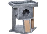 Tiragraffi Fortuna Lai A Più Livelli 57H Cm Con Cuccia Per Gatti, Piattaforma Di Riposo E Pallina Da Gioco Per Gatti Di Piccola Taglia In Grigio Chiaro