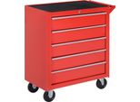 Carrello Da Officina Fortuna Lai Con Rotelle, Carrello Portautensili Con 5 Cassetti, Carrello Con Tappetino In Eva, Carrello Di Montaggio Mobile, Carico Massimo 150 Kg, Acciaio, Rosso