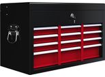 Fortuna Lai Cassetta Degli Attrezzi Valigetta Portautensili 6 Cassetti Serratura Cassetta Degli Attrezzi Maniglia Cassetta Degli Attrezzi Acciaio Rosso+Nero 60X26X34Cm