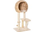 Fortuna Lai Tiragraffi Con Cuccia Per Gatti 100H Cm Cuccia Per Gatti Di Piccola Taglia Con Pallina E Sisal Beige
