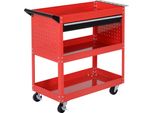 Fortuna Lai Valigetta Portautensili Carrello Portautensili Cassetta Degli Attrezzi, 3 Livelli, 4 Ruote, 82 Cm X 35 Cm X 76 Cm, Rosso