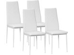 Fortuna Lai Sedia Da Pranzo, Set Da 4 Sedie Da Cucina, Sedie Da Pranzo Imbottite, Sedia Da Pranzo, Sedia Imbottita Con Gambe In Acciaio, Ecopelle, Bianco
