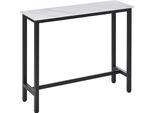 Fortuna Lai Tavolo Da Bar Con Effetto Marmo, Tavolo Da Cucina Con Gambe Regolabili Per Soggiorno, Sala Da Pranzo, Acciaio 120 X 40 X 100 Cm Bianco+Nero