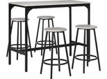 Set Tavolo Da Bar Fortuna Lai Con Sgabelli, Set Da 5 Pezzi. Set Tavolo Da Bar, Tavolo Da Cucina Con 4 Sgabelli, Gruppo Pranzo In Design Industriale, Per Cucina, Sala Da Pranzo, Metallo, Grigio