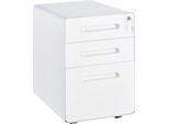 Fortuna Lai Contenitore Con Rotelle Contenitore Per Ufficio Con 3 Cassetti, Acciaio, Bianco, 39X48X59 Cm