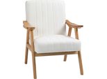 Fortuna Lai Poltrona Imbottita Poltrona Lounge In Velluto Con Braccioli, Design Scandinavo, Color Crema, 68X74X82 Cm