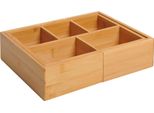 Fortuna Lai Scatola Portaoggetti Scatola Portaoggetti Con Cassetti, Organizer Estraibile, Bambù, Naturale, 24,6 X 17,6 X 7 Cm