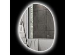 Fortuna Lai 70 X 50 Cm Specchio Da Bagno Asimmetrico Con Luce Led, Interruttore Smart Touch, Funzione Antiappannamento, Argento