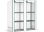 Serra Fortuna Lai Con Tetto A Falda Unica, Doppia Porta, Ripiani, Serra In Acciaio Resistente All'inverno, Serra Per Balcone, Giardino, Serra Per Pomodori 144 X 48 X 152 Cm, Serra Per Pomodori, Ortaggi, Bianco