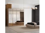 Moderno Armadio Beige Per Camera Da Letto Con Ante In Vetro A 4 Ante