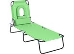 Fortuna Lai Lettino Pieghevole Lettino Da Giardino Con Finestra Di Lettura, Cuscino, Sedia A Sdraio Con Schienale Regolabile In 4 Posizioni, Lettino Da Campeggio Resistente Alle Intemperie Con Portata Fino A 120 Kg, Per Giardino, Spiaggia, Piscina, Verde