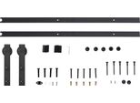 Fortuna Lai Set Completo Di Ferramenta Per Porte Scorrevoli 200 Cm Con Binari, Rotelle, Fermo Per Binari, Blocco A Pavimento, Set Di Viti Per Porte, Sistema Di Porte Scorrevoli Acciaio Al Carbonio Nero