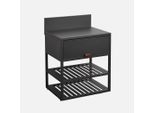 Cucina Esterna In Acciaio Con 1 Anta E 2 Ripiani, 80Cm, Nero
